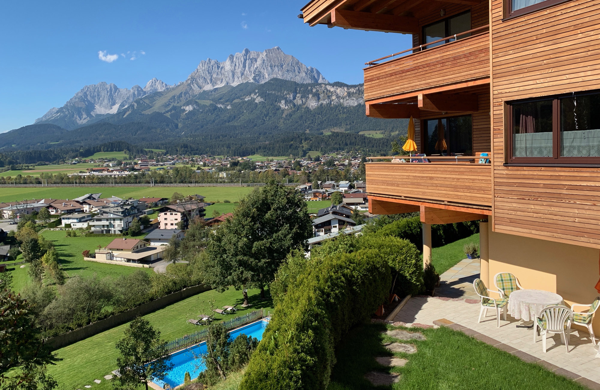 Ferienwohnung Kalkstein im Aparthotel Sonnleitn mit Ausblick zum Wilden Kaiser